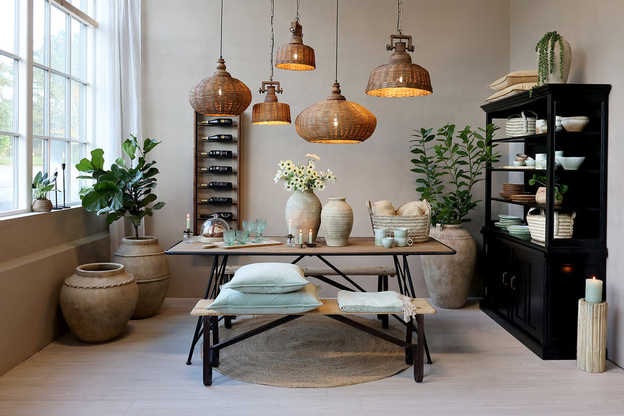 OLD FRENCH rattan függeszték lámpa Ø 50 cm E27