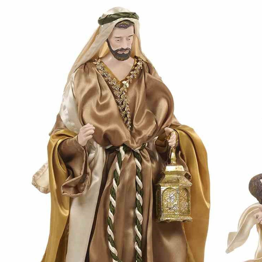 Goodwill Szent József figura aranybarna textilruházattal és dekoratív lámpással