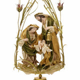 RELIGION Szent Család aranyszínű fémszerkezettel és két gyertyatartóval