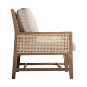 romarand design fotel oldalnézet mangófa vázzal és rattan betéttel