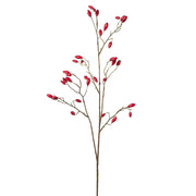 Rosa Canina piros mű csipkebogyó ág 92 cm magas, kiszáradt hatású ággal és realisztikus bogyókkal
