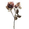 ROSE bézs-pezsgő mű rózsa 49 cm glamour stílusú pezsgőszínű levelekkel és korall virágfejjel