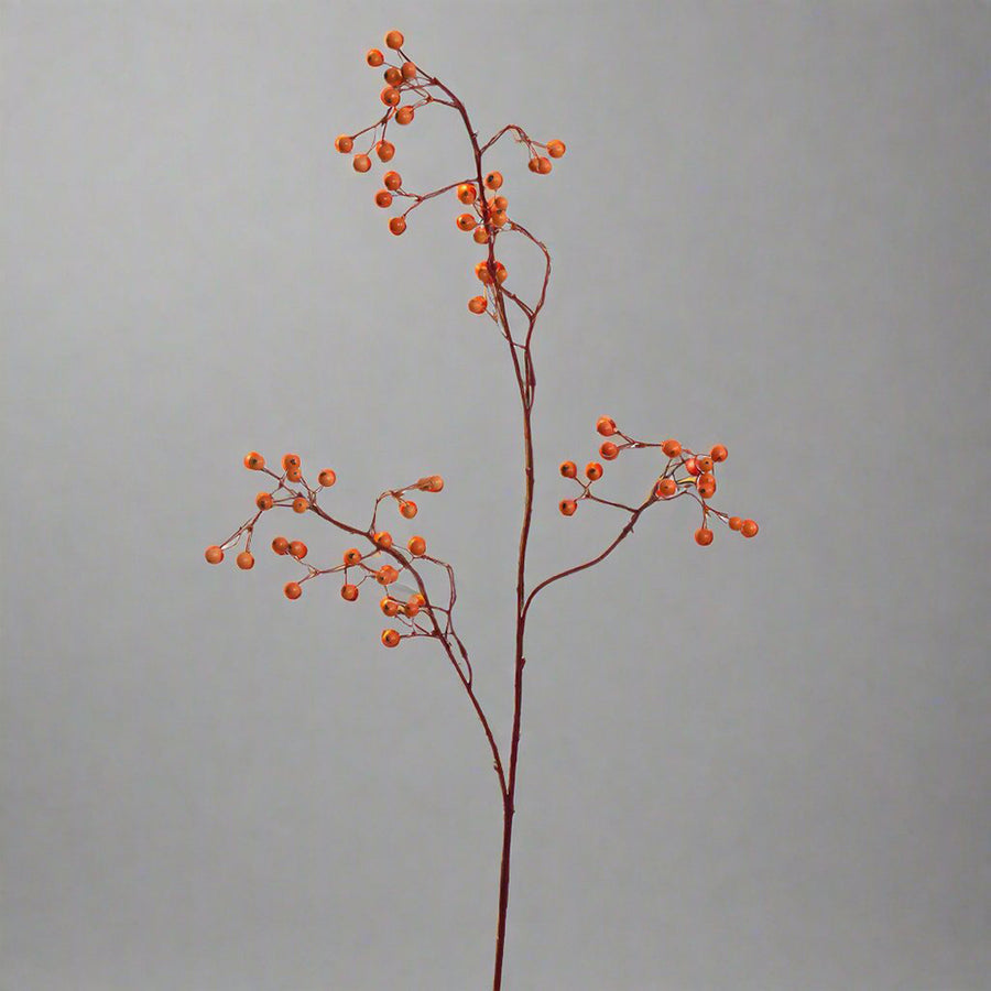 Magas, narancssárga bogyókkal díszített Rosa Canina műág 95 cm, őszi és téli dekorációhoz