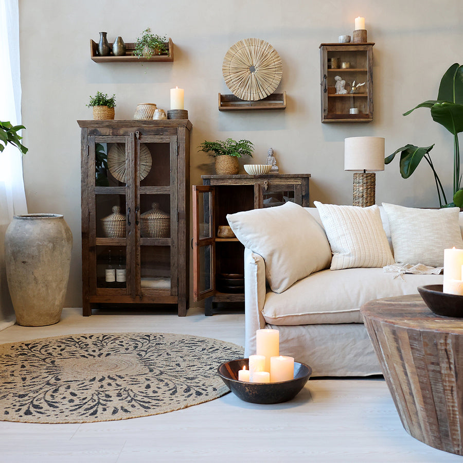 GRIMAUD rusztikus vitrines szekrény 140 cm