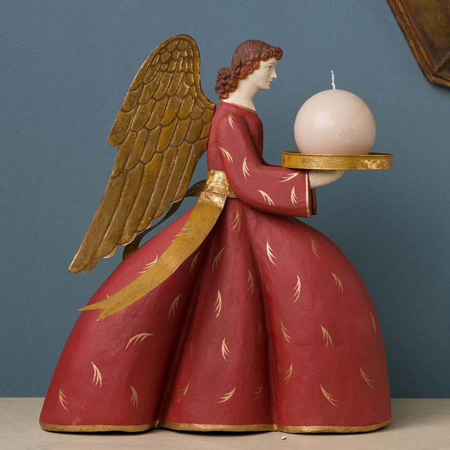 Bordó avignoni angyal figura gyertyatartó oldalnézetből, SACRED kollekció