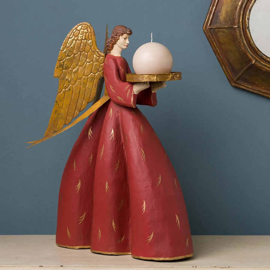 Oldalnézetű avignoni angyal gyertyatartó aranyszínű szárnyakkal