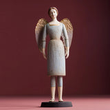 SACRED világoskék angyal figura 40 cm, elegáns, időtlen dekoráció, finom pasztell árnyalatokkal