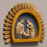 Arany keretes vallási dekoráció Szent Család ábrázolással oldalnézetből
