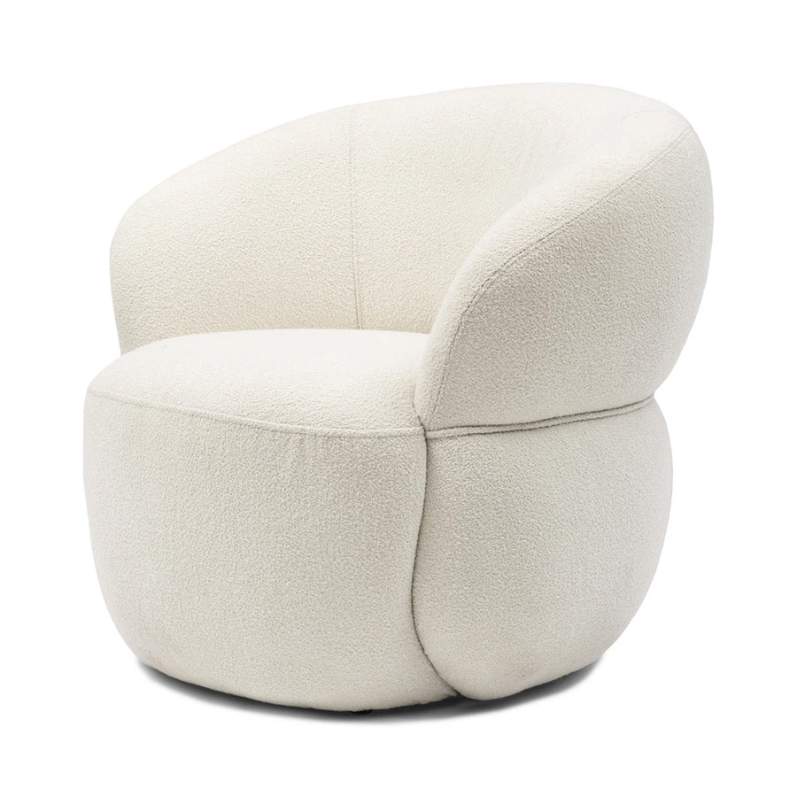 modern fehér buklé fotel lekerekített háttámlával