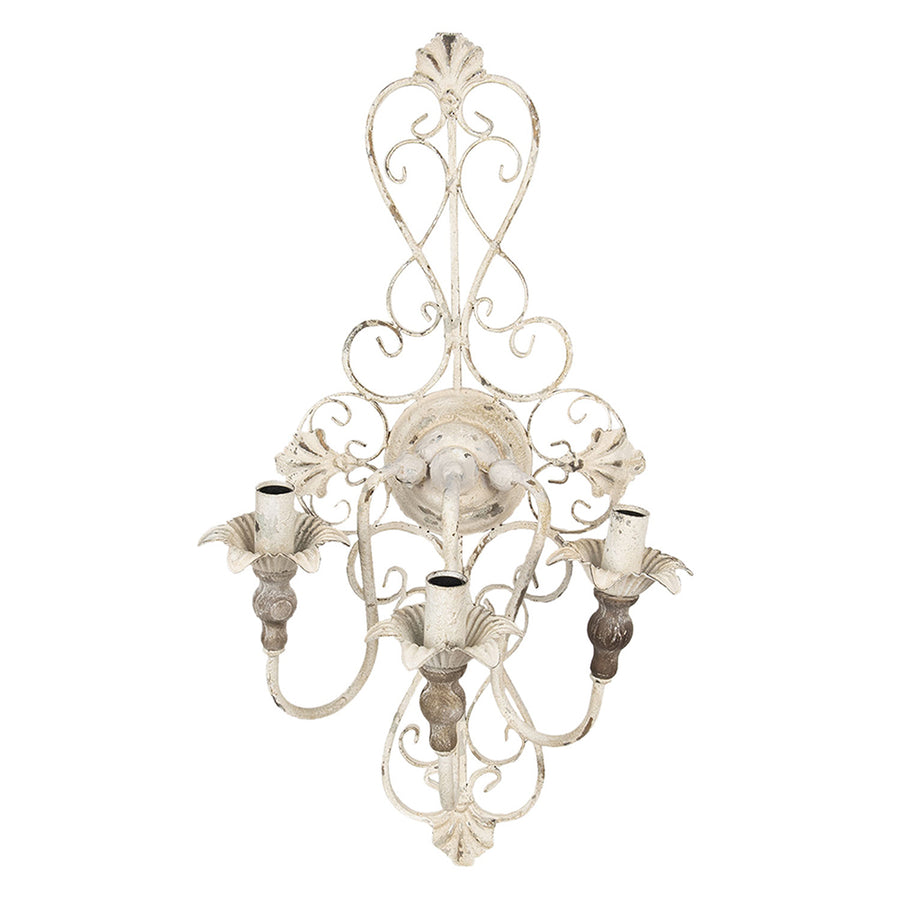 Klasszikus megjelenésű, rusztikus felületű, 3 karú fém falilámpa.