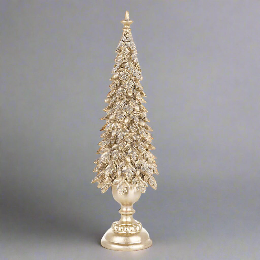 Aranyszínű, karácsonyi dekorációs fenyő kúp.