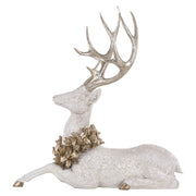 Shiny kollekció fehér szarvas figura oldalnézetben, 53 cm