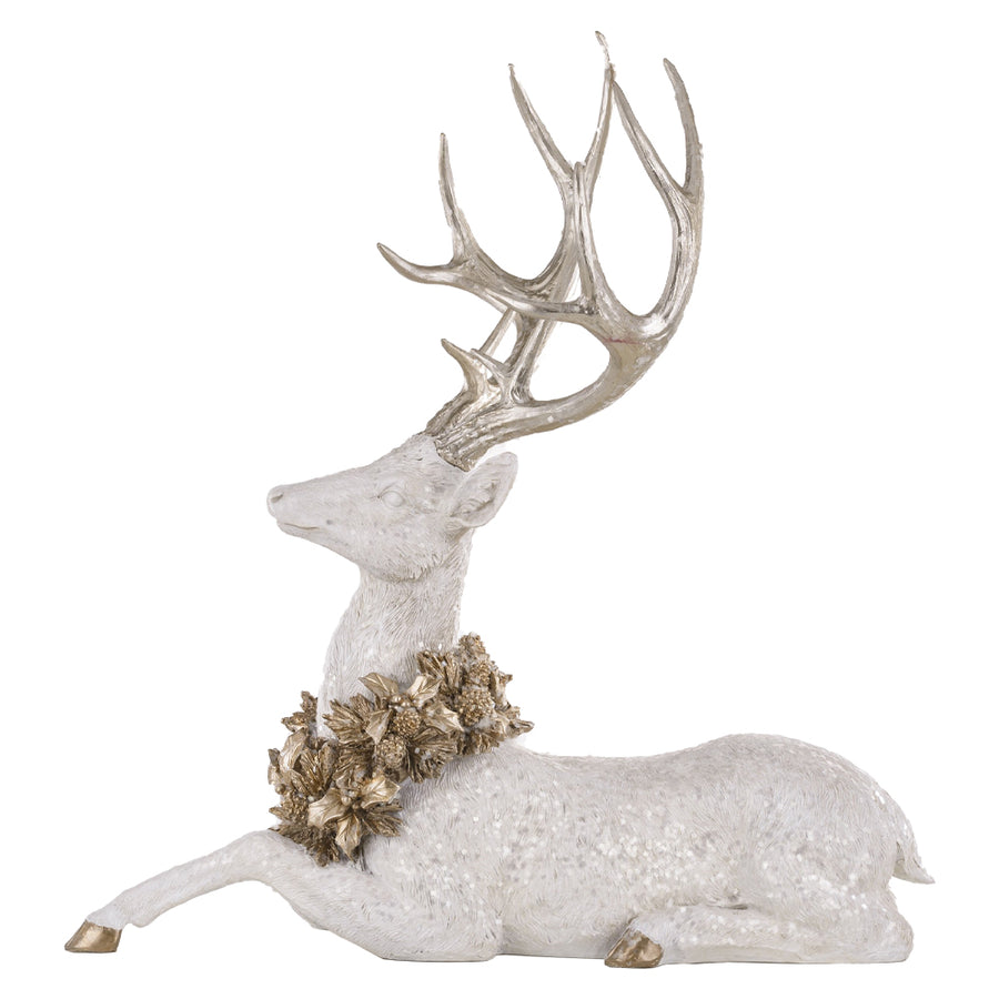 Shiny kollekció fehér szarvas figura oldalnézetben, 53 cm