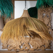 Növényi rostból készült, kézműves design függeszték lámpa.