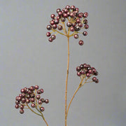 Közelkép a padlizsánszínű bogyókkal díszített mű berkenye ágról