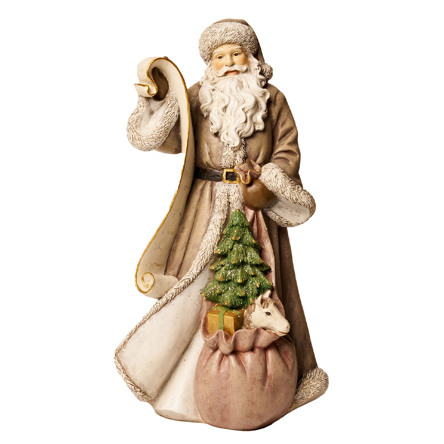 SPIRIT OF THE FOREST nagy bézs Télapó figura 43 cm fehér háttéren