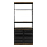 Loft stílusú tölgyfa-fém könyvespolc 226 cm fekete vázzal elölnézet