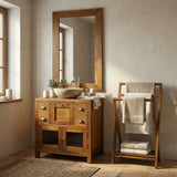 STAR fa törölközőtartó állvány fürdőszobai enteriőrben törölközőkkel