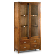 Loft stílusú mindifa vitrines szekrény üveges tolóajtókkal