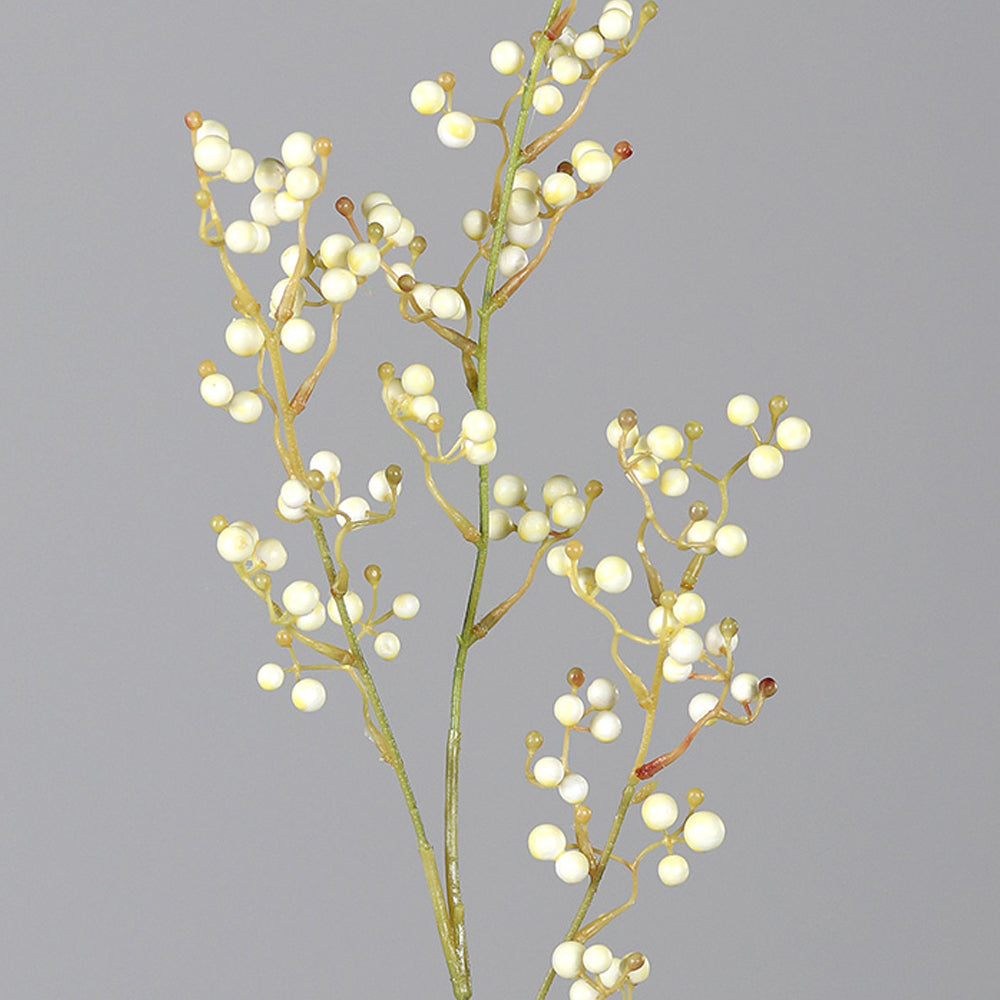 Symphoricarpos inspirálta mű hóbogyó ág krémszínű bogyókkal.
