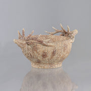 Natúr színű, szarvas figurás karácsonyi tál.