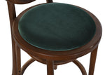 Thonet bárszék, zöld bársony üléssel.