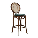 Thonet bárszék, zöld bársony üléssel.