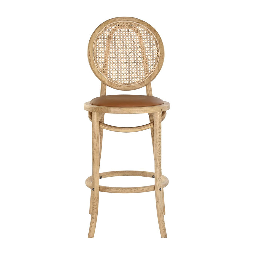 Thonet bárszék, rattan háttámlával.