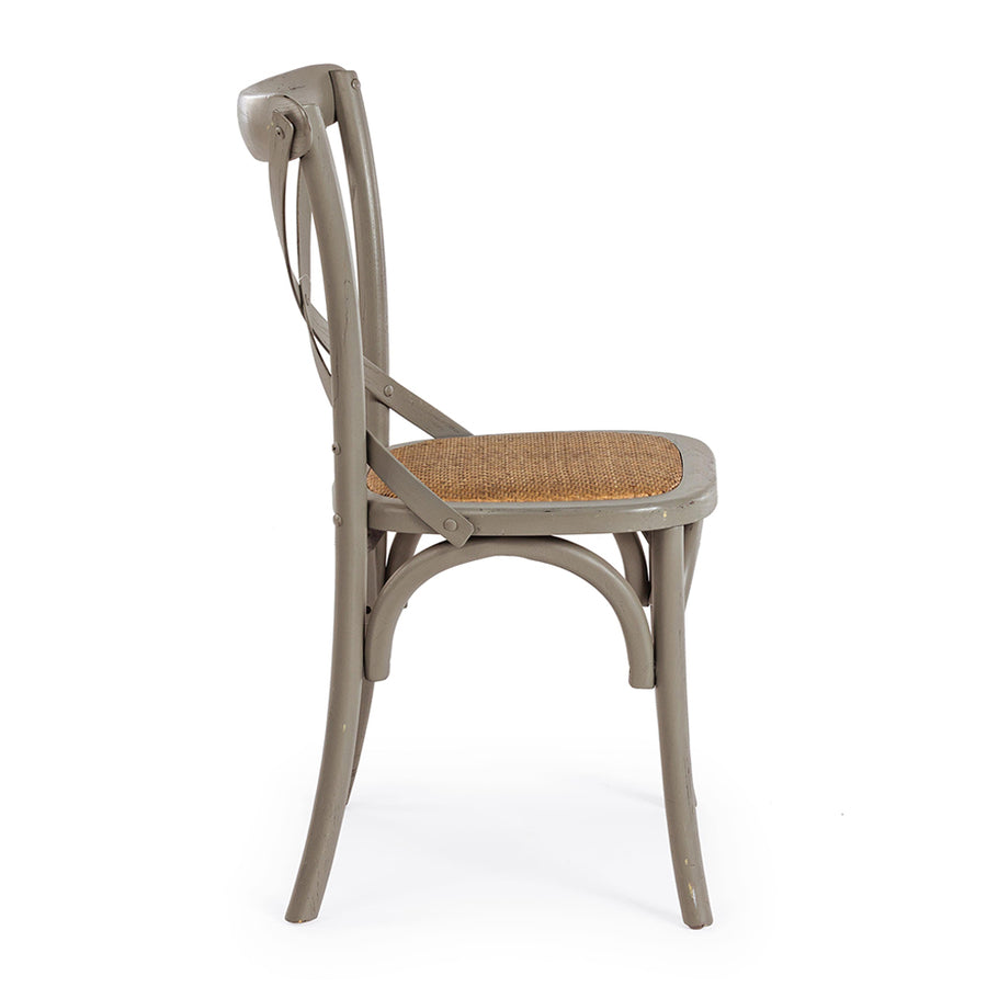 Szürke színű, thonet ihletésű étkezőszék.