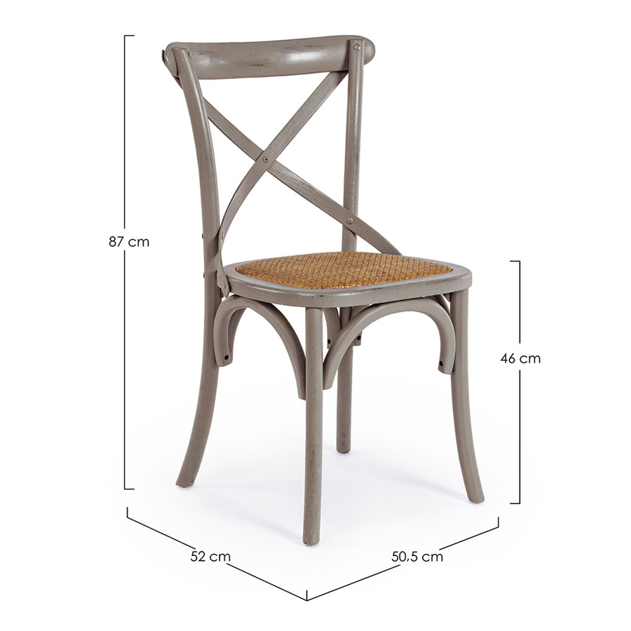 Szürke színű, thonet ihletésű étkezőszék.