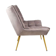 Szürke színű bársonyszövettel kárpitozott, dizájn fotel