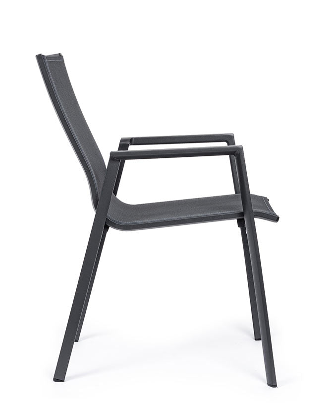Grafitszürke színű kortárs modern kerti szék.