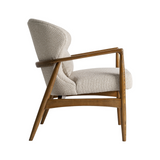 tarres bézs design fotel oldalnézet természetes fa karfával