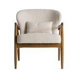 tarres bézs design fotel barna kőrisfa vázzal elölnézet