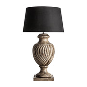 Koloniál stílusú, mangófából faragott, óriás méretű asztali lámpa.