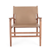 Taupe színű valódi bőrből készült, kortárs stílusú dizájn fotel.