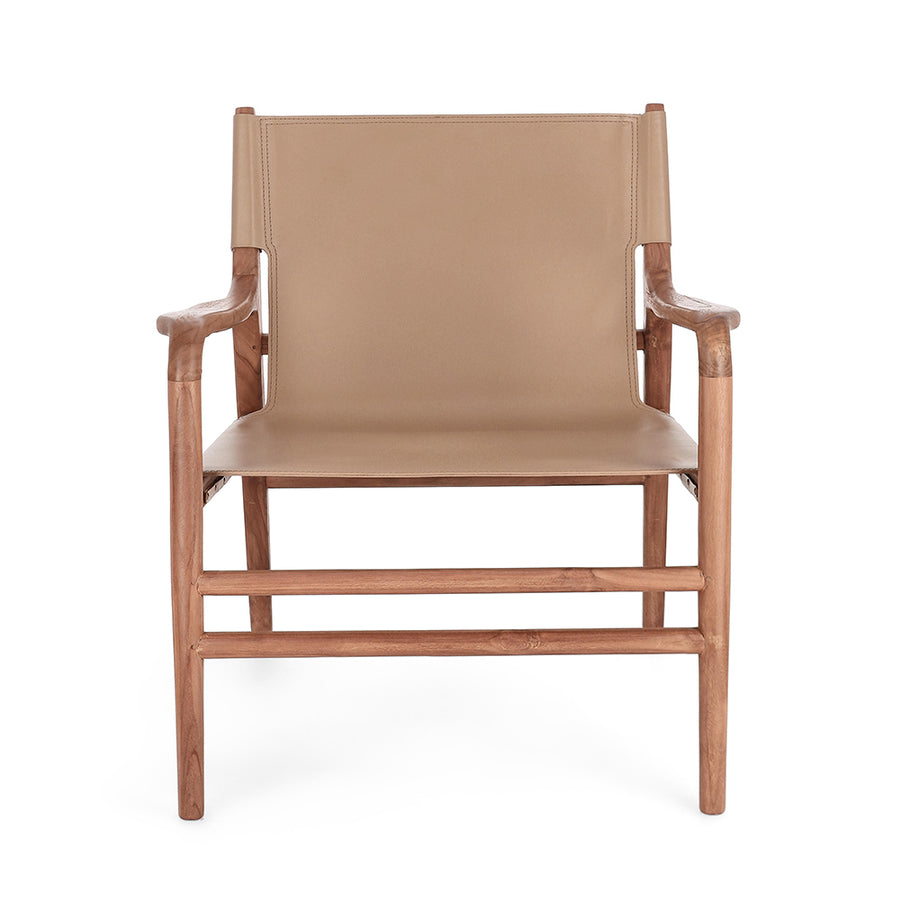 Taupe színű valódi bőrből készült, kortárs stílusú dizájn fotel.