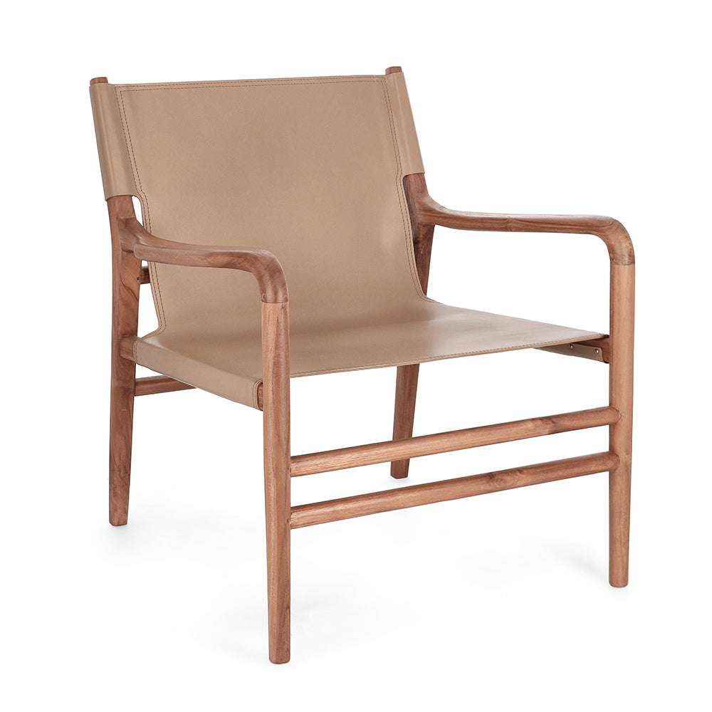 Taupe színű valódi bőrből készült, kortárs stílusú dizájn fotel.