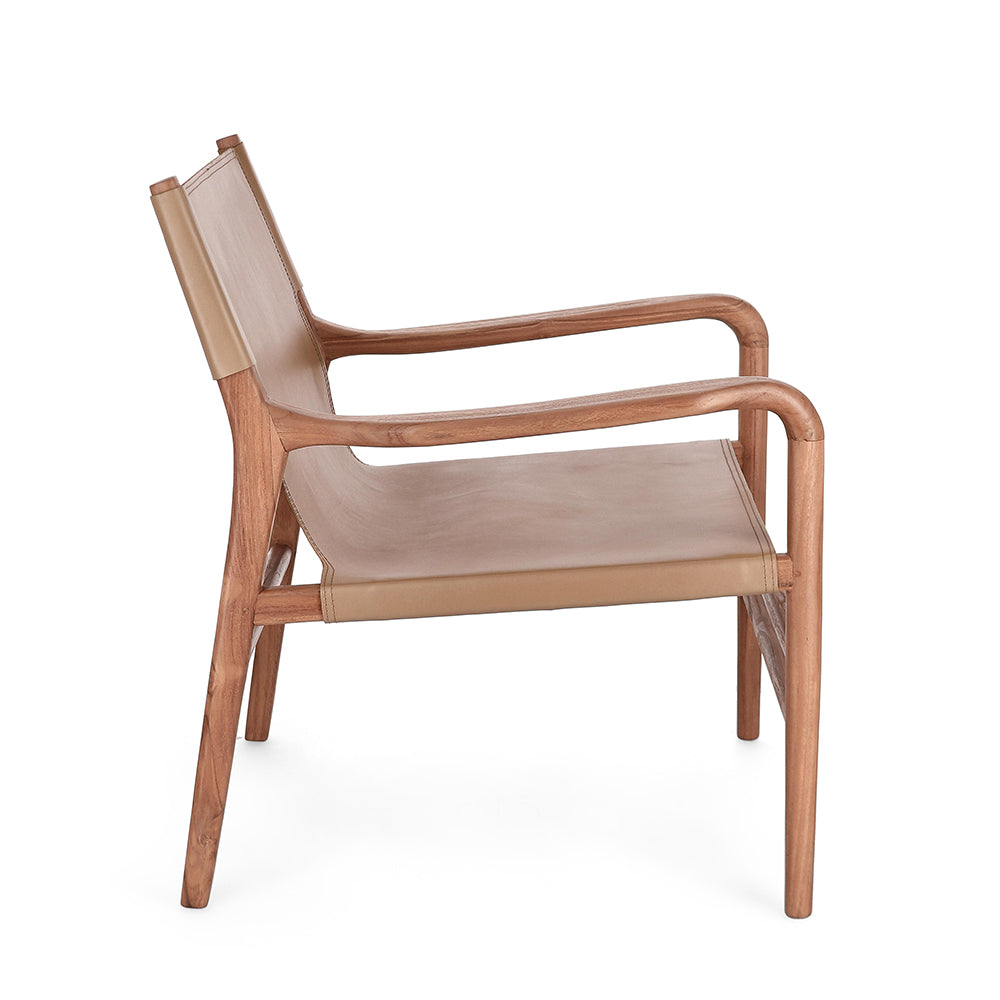 Taupe színű valódi bőrből készült, kortárs stílusú dizájn fotel.