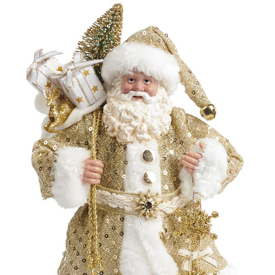 Arany színű, kézműves Mikulás figura.