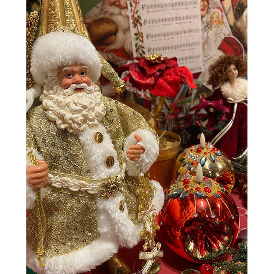 Arany színű, kézműves Mikulás figura.