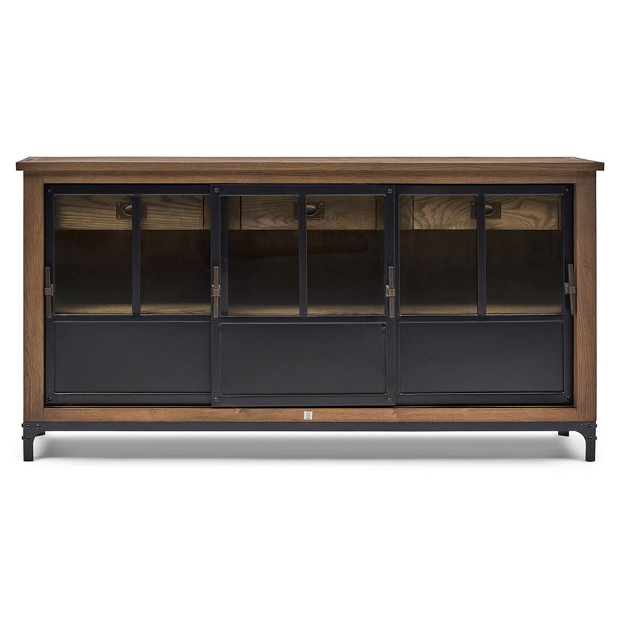 The Hoxton kőrisfa-fém tálaló 175 cm elölnézet tolóajtókkal