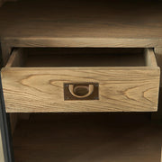 Fa fiók részlet újrahasznosított kőrisfa felülettel