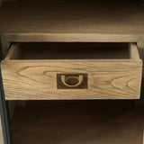 Fa fiók részlet újrahasznosított kőrisfa felülettel