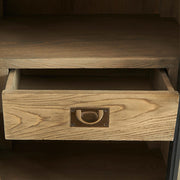 Fa fiók részlet újrahasznosított kőrisfa felülettel