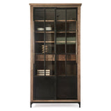 The Hoxton kőrisfa-fém vitrin 214 cm elölnézet vitrines ajtókkal