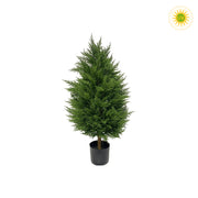 THUJA DELUXE UV álló mű tuja 90 cm fekete kaspóban, tömör zöld lombozattal