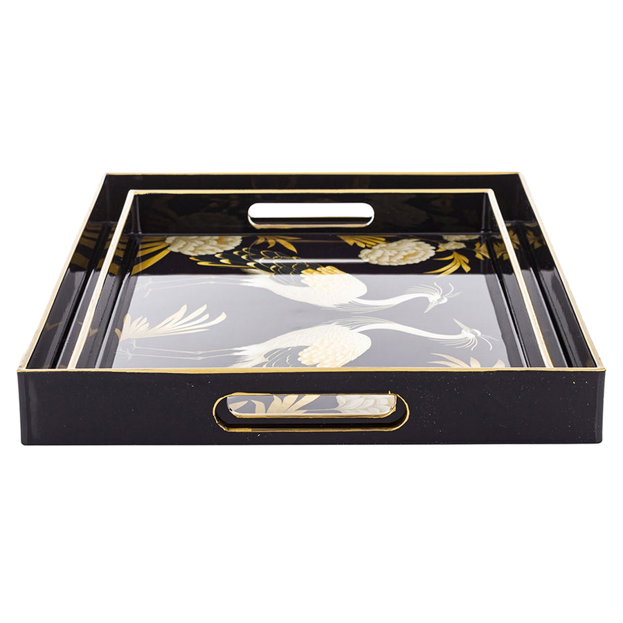 Darvakkal díszített, 2 db-os tálca szett.