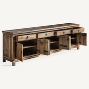 Natúr színű, felületkezelt újrahasznosított szilfából készült, óriás kézműves tálaló.