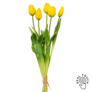 Sárga, 5 szálas real touch mű tulipáncsokor 45 cm, teljes nézet
